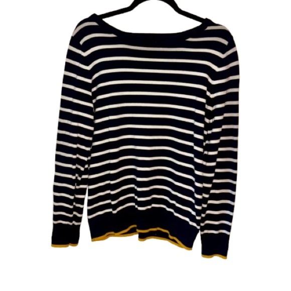 GAP Navy and White Knit Boatneck Cotton Sweater - Picture 1 of 4